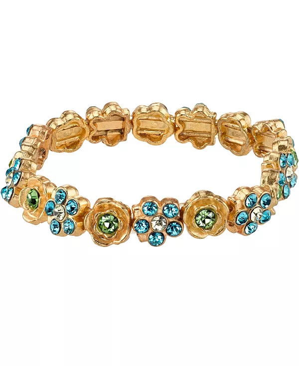 

Золотистый браслет с синими и зелеными цветами 2028, blue