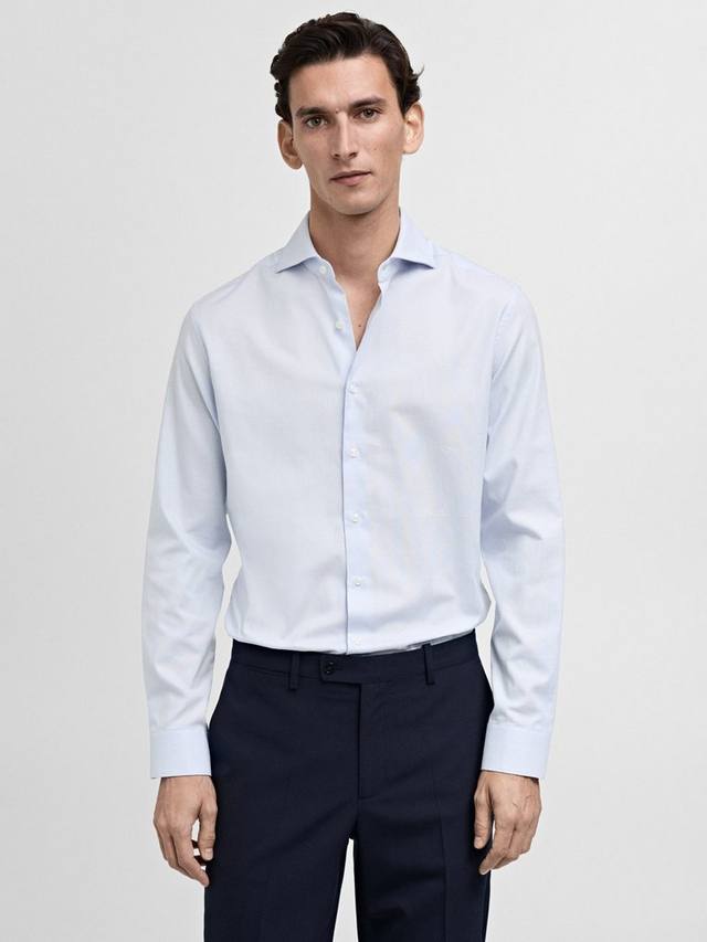 

Хлопковая рубашка Slim Fit Mango, Pastel Blue