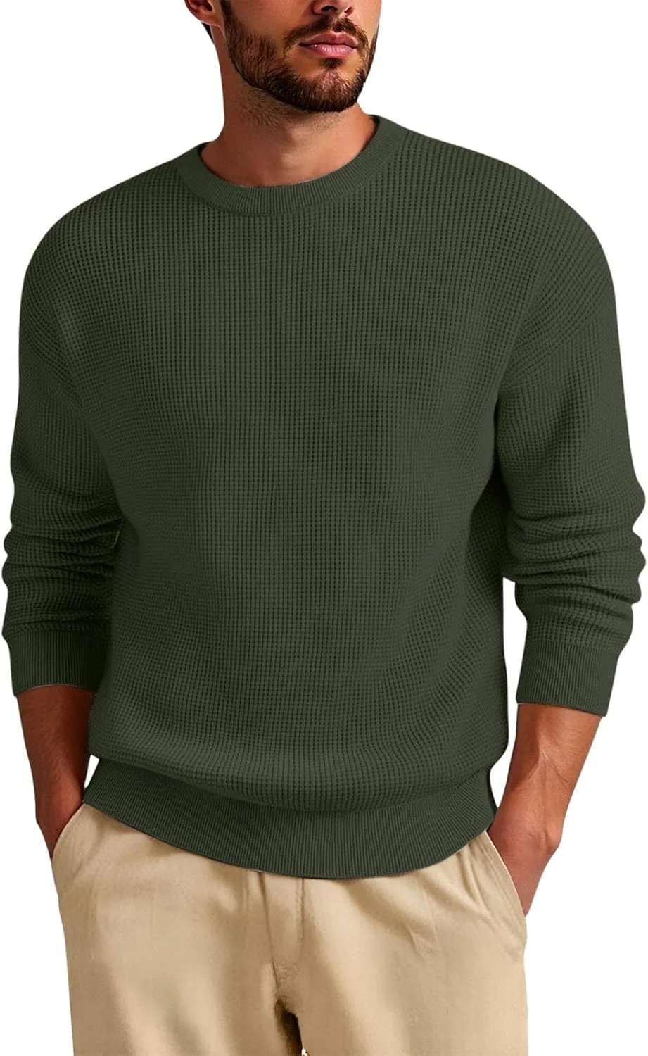 

Мужской свитер с круглым вырезом, длинный рукав, Slim Fit