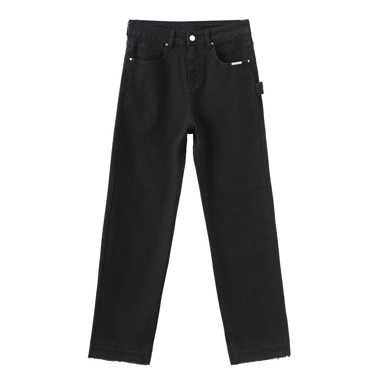 

Джинсы Unisex UNKNOWTAL, черные (с прорезью по низу и бахромой)