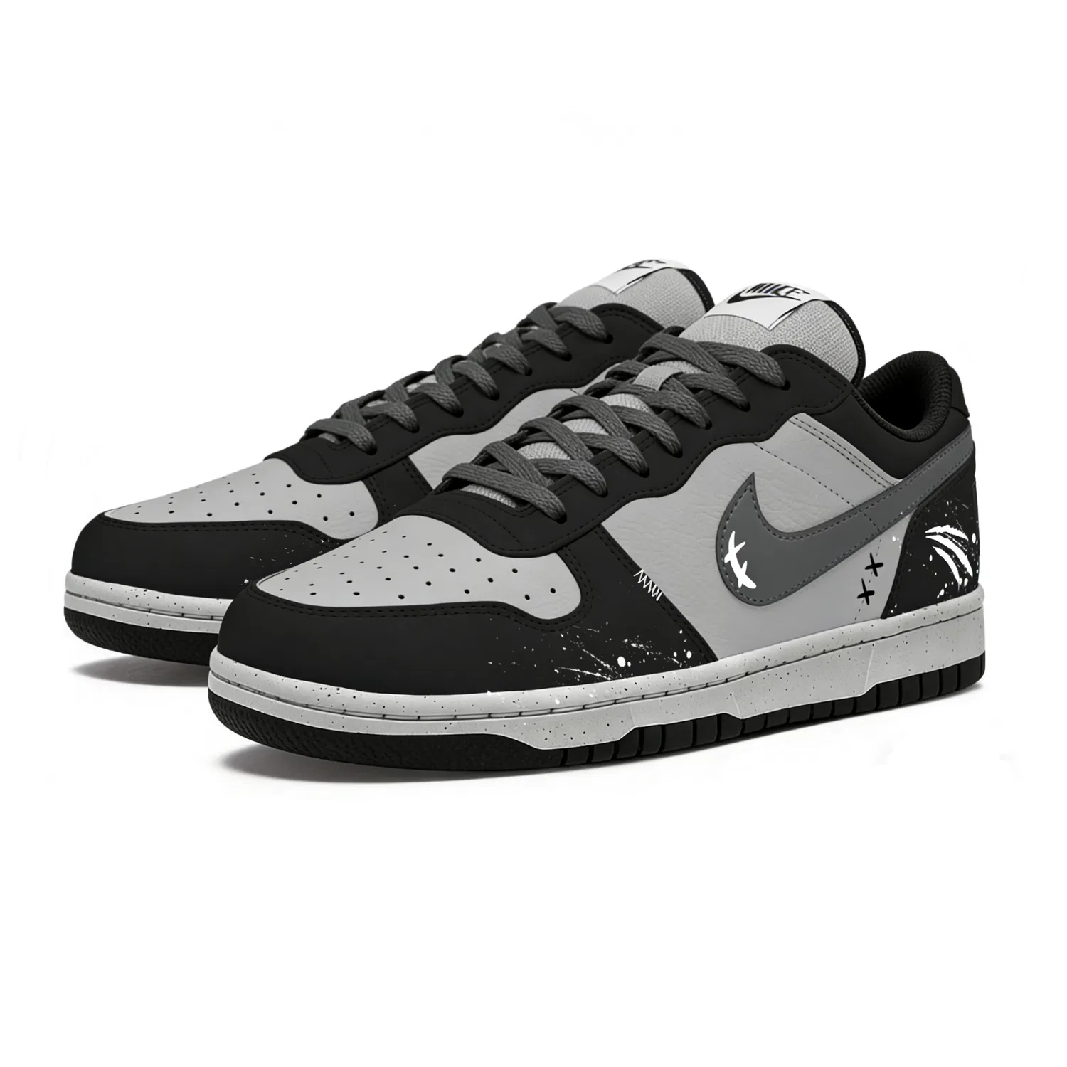 Кроссовки скейтбордические Nike Big Gray Stars Leather Black Gray — фото 4