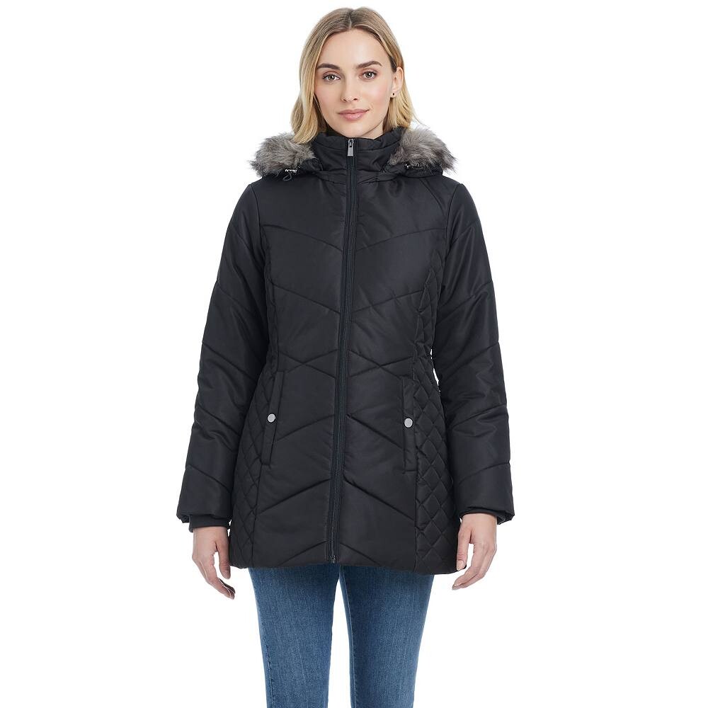 

Женская стеганая куртка с ромбовидной талией и деталями D.E.T.A.I.L.S, черный