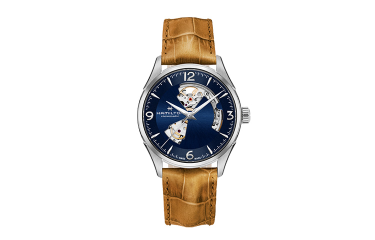 

Hamilton Часы Jazzmaster Open Heart Auto H32705541, Blue Dial Brown Strap