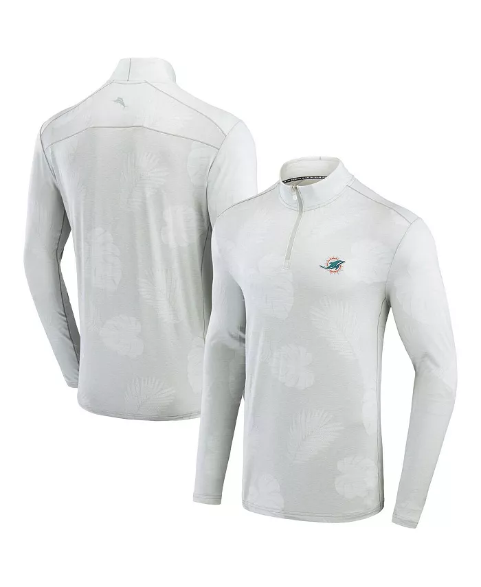 

Мужская серая толстовка Miami Dolphins Delray Frond IslandZone с молнией до половины Tommy Bahama