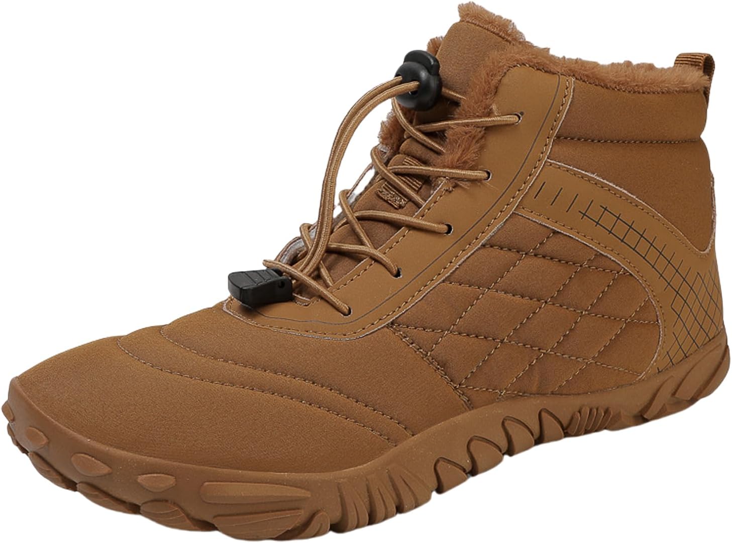 

Мужские и женские минималистичные обувь Зимние сапоги, подошва с нулевым перепадом, теплые, удобные, противоскользящие походные ботинки Generic, коричневый