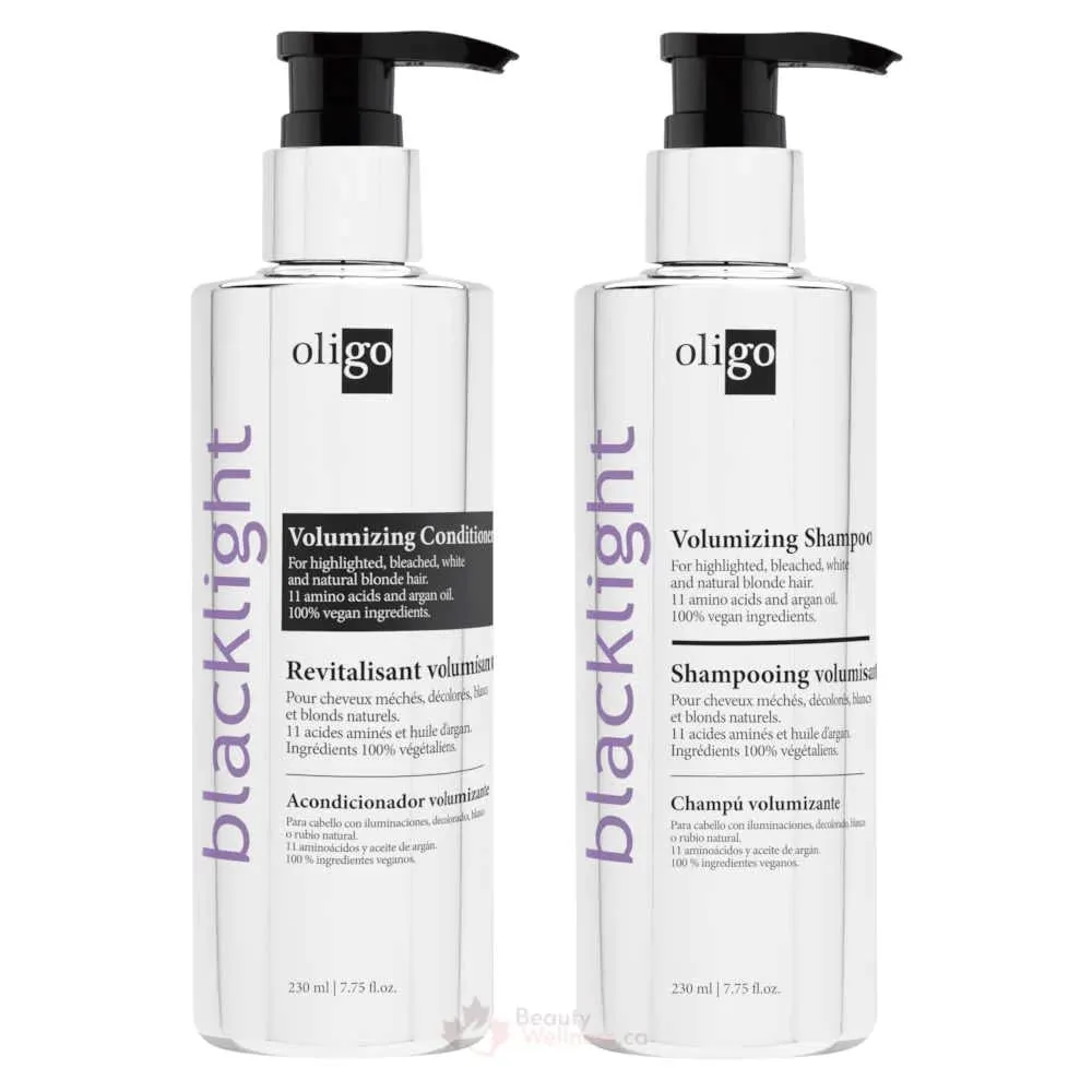Oligo Professionnel шампунь и кондиционер Blacklight Volume для блондинок, без сульфатов, веган, для окрашенных волос, увлажняющая и объемная формула с аргановым маслом, 220 г