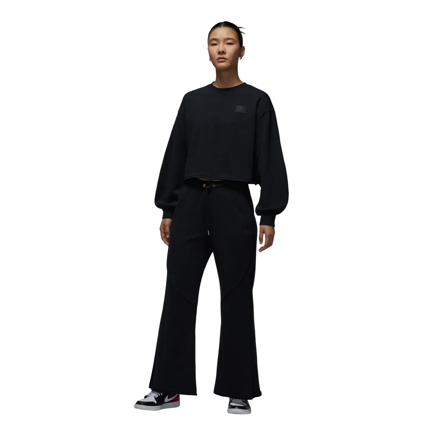 Толстовка Air Jordan Flight Fleece средней длины с круглым вырезом, черная, IF1007-010 — фото 3