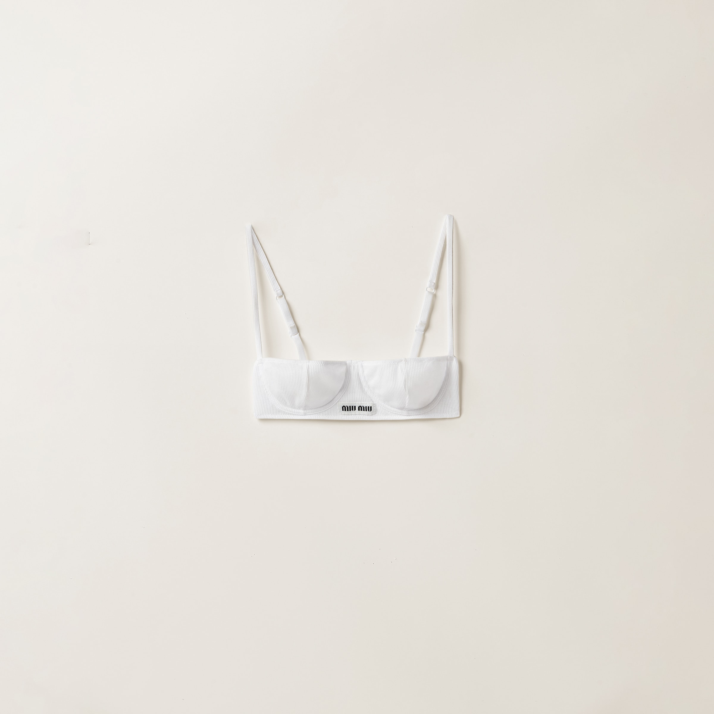 

Полубюстгальтер из ребристого трикотажа MIU MIU, белый