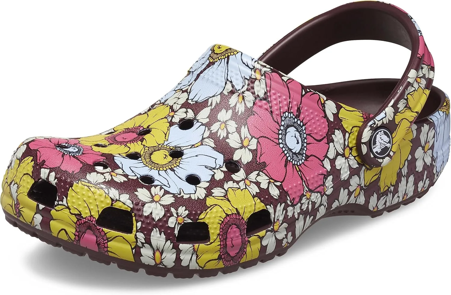 Crocs Classic Floral - сабо унисекс, вишневый