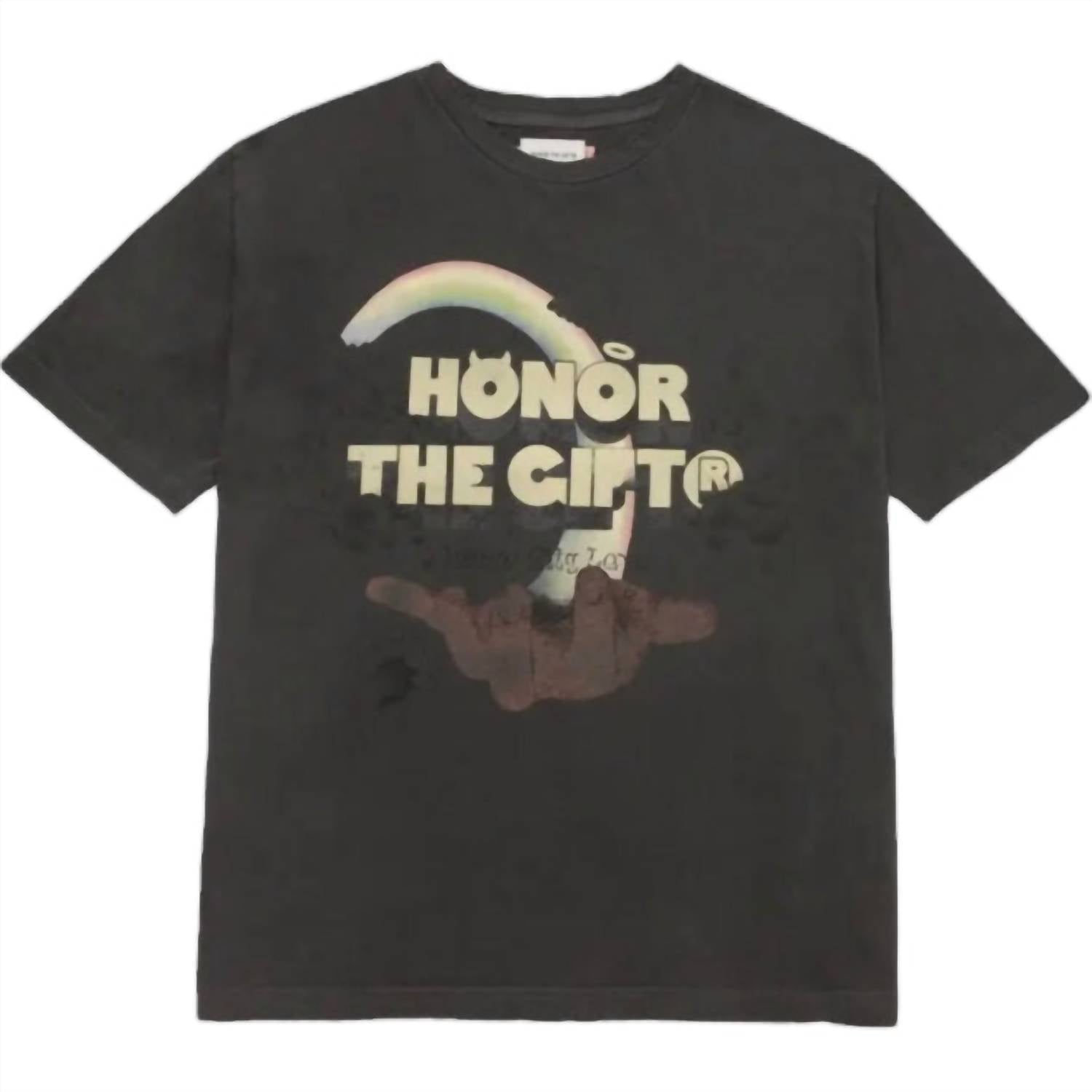 

Мужская футболка с рисунком «Пальмы» черного цвета HONOR THE GIFT
