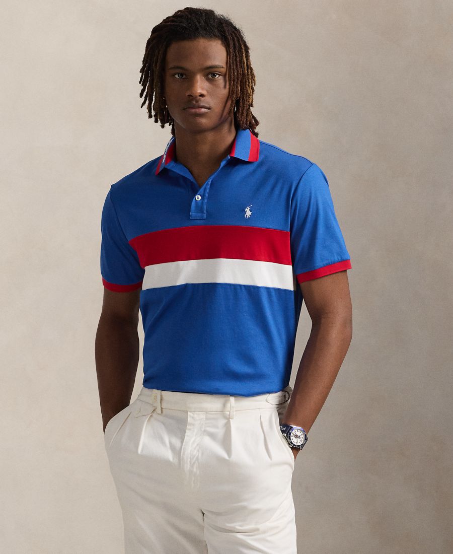 

Мужская классическая полосатая рубашка-поло из мягкого хлопка Polo Ralph Lauren, Heritage Blue Multi