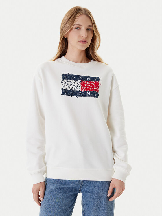 

Свободный крой толстовки Floral Flag DW0DW20933 Tommy Jeans, белый
