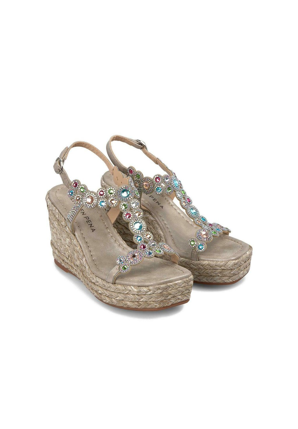Босоножки на танкетке CON PUNTERA CUADRADA Y CIERRE CON HEBILLA - Platform sandals Alma en Pena, цвет Bronce — фото 3