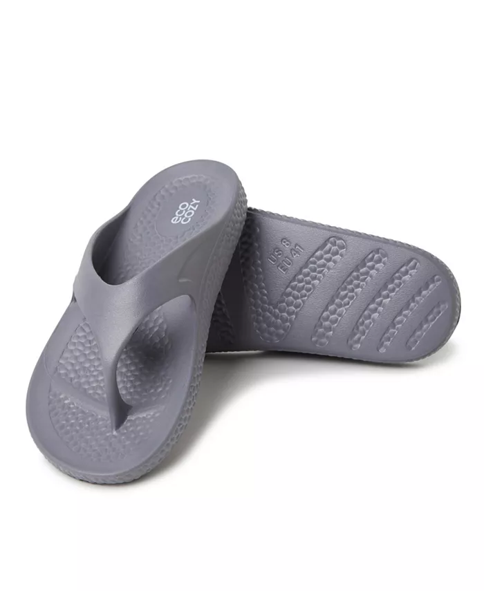 Мужские экологичные удобные шлепанцы-вьетнамки EcoCozy Sustainable Comfort Flip Flop Thong Sandal Dearfoams, серый — фото 2