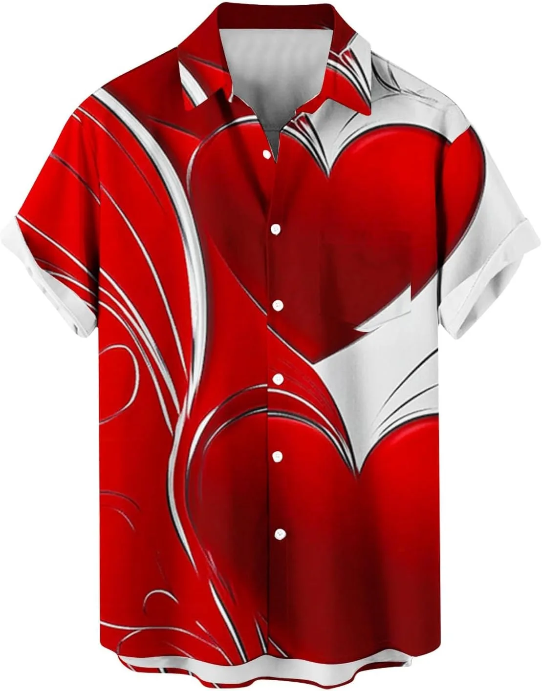 

Мужская рубашка с сердечками на День святого Валентина, короткий рукав Zeiyignr