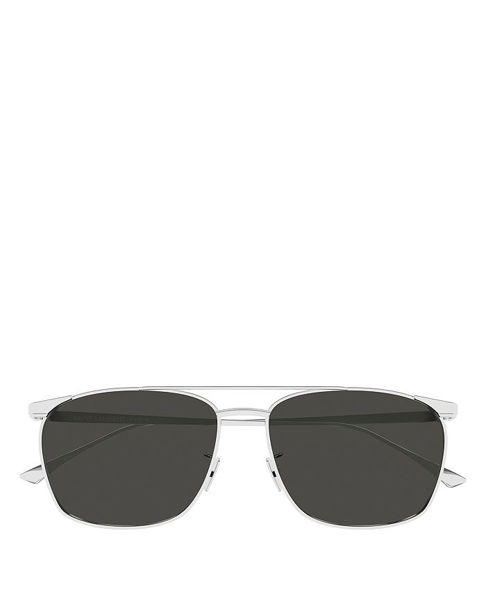 Солнцезащитные очки Vincent Navigator, 57 мм Saint Laurent, серебряный — фото 2