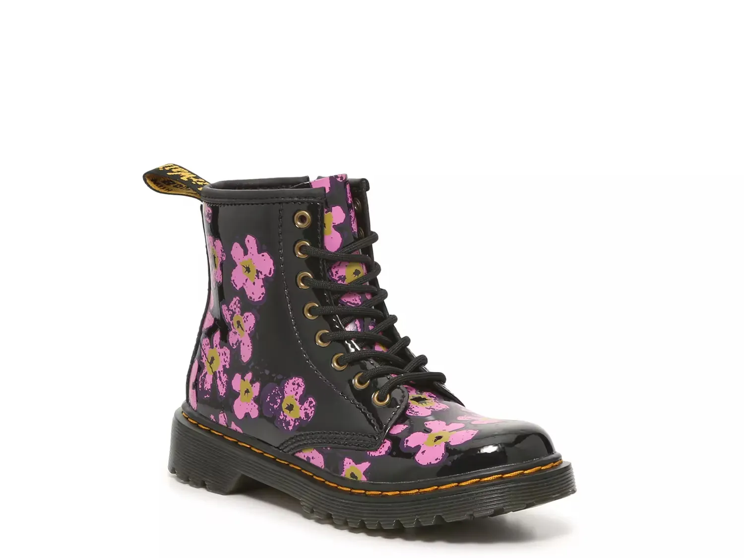 

Ботинки тактические - детские Dr. Martens, Black/Pink Floral Print