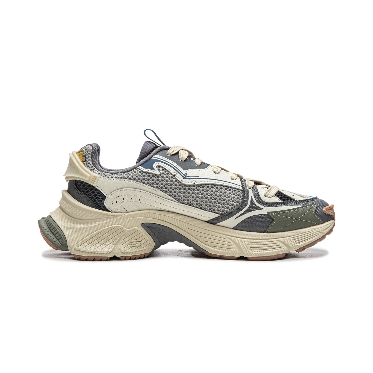 Кроссовки Li-Ning Xingji низкие массивные мужские серо-голубые — фото 3