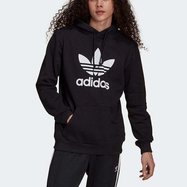 Толстовка Men's adidas originals Trefoil Hoody Logo Printing Sports Pullover Black, черный — фото 2