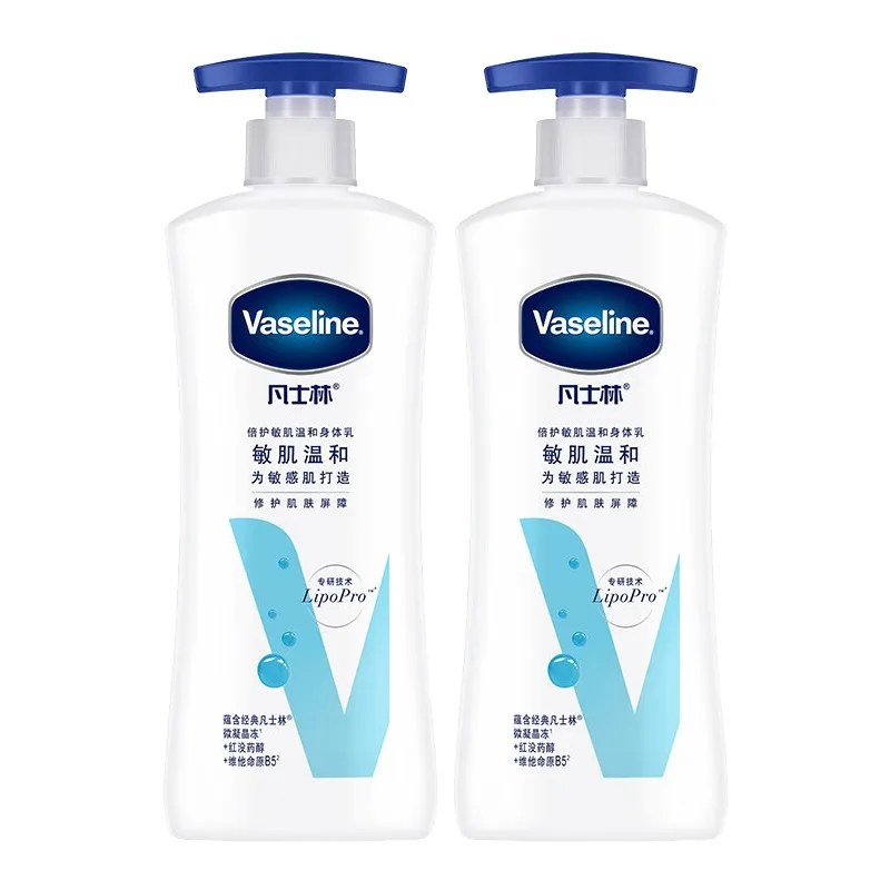 Vaseline Увлажняющая сыворотка восстанавливающий лосьон для тела питающий подтягивающий 30г*2/100г/200г/400г, Sensitive skin is gentle 400ml*2