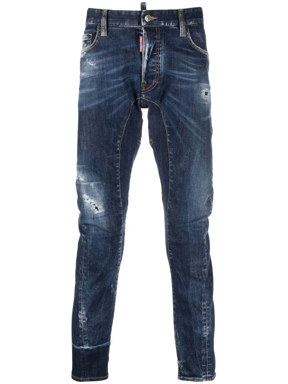 

Рваные узкие джинсы DSQUARED2, синий