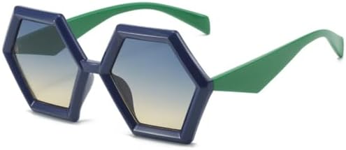 

Винтажные солнцезащитные очки с ромбовидным шестиугольным оправой для женщин и мужчин, а также солнцезащитные очки Polygon Shades с защитой от ультрафиолета UV400 MTZJH, Blue Tea