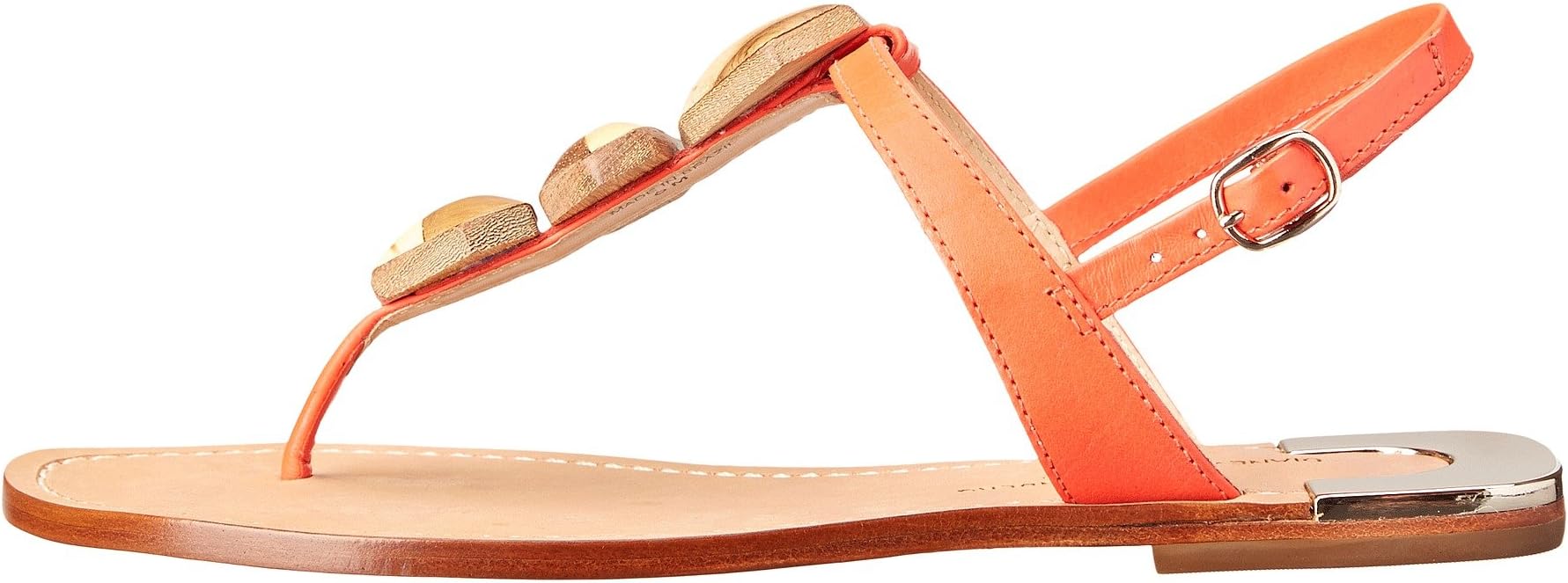 Сандалии Diane von Furstenberg Dory, Natural Vacchetta/Electric Tangerine Stones — фото 4