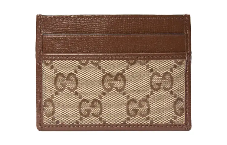 GUCCI Холщовый картхолдер с кожаным отделением — фото 3
