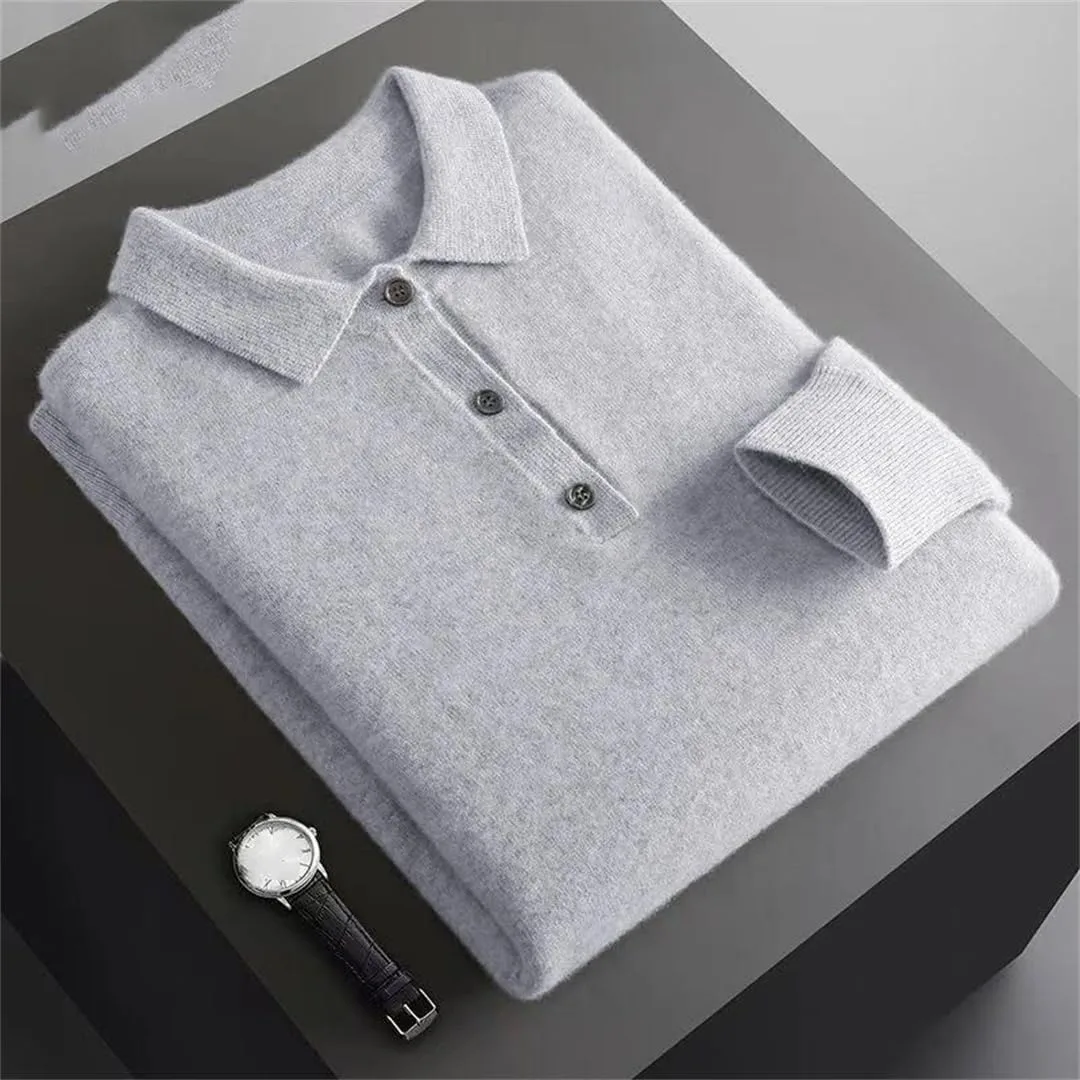 Мужской свитер на пуговицах Heavyweight Knit Pullover Slim Fit — фото 2