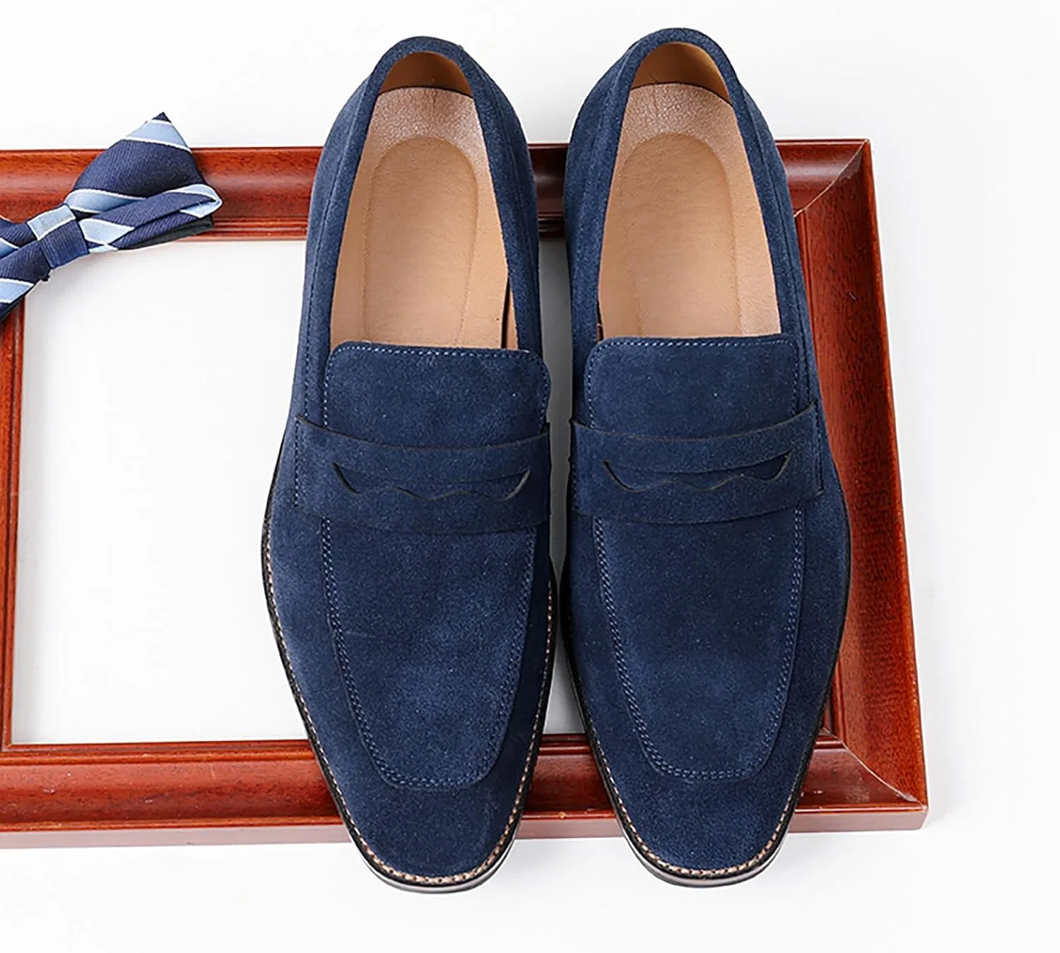 Лоферы мужские из замши, повседневные, Navy Blue — фото 3