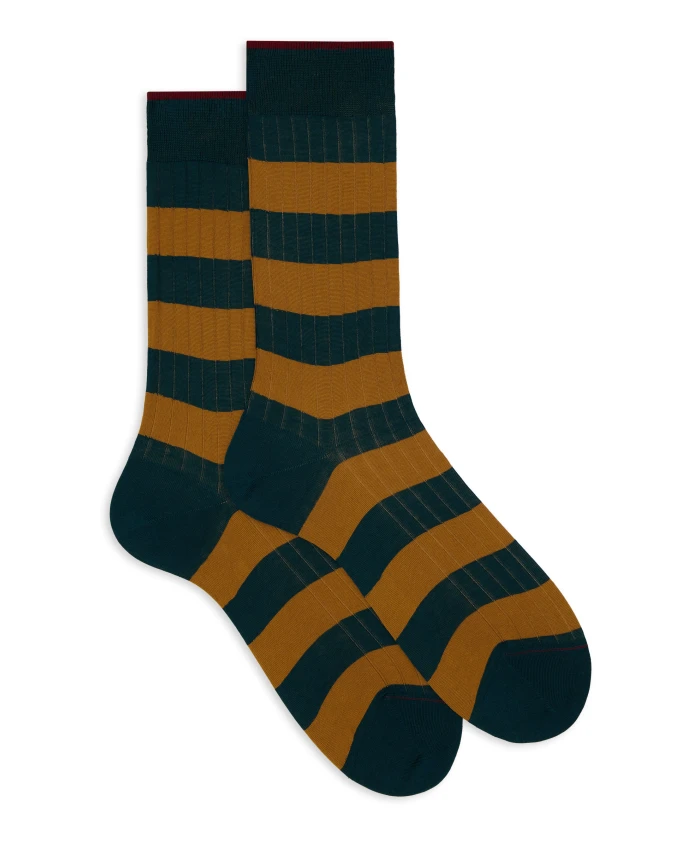 

Зеленые полосатые ребристые короткие носки Gallo, мультиколор