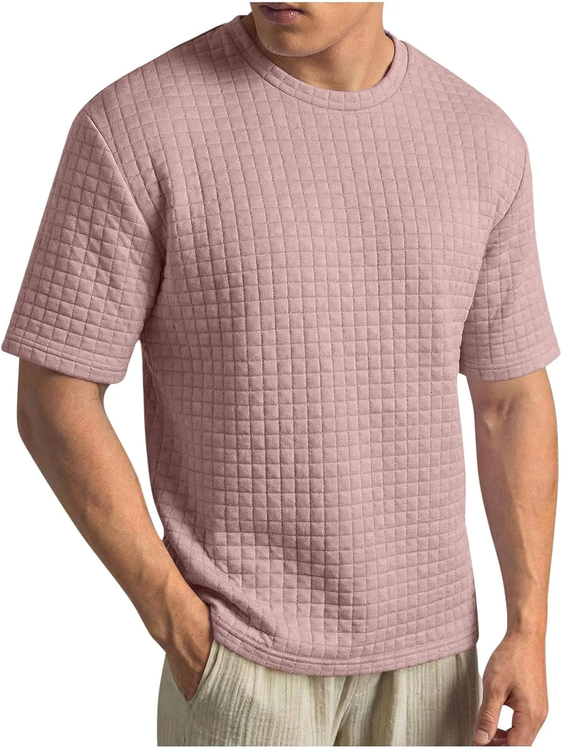 

Мужская летняя футболка с коротким рукавом и вафельной текстурой