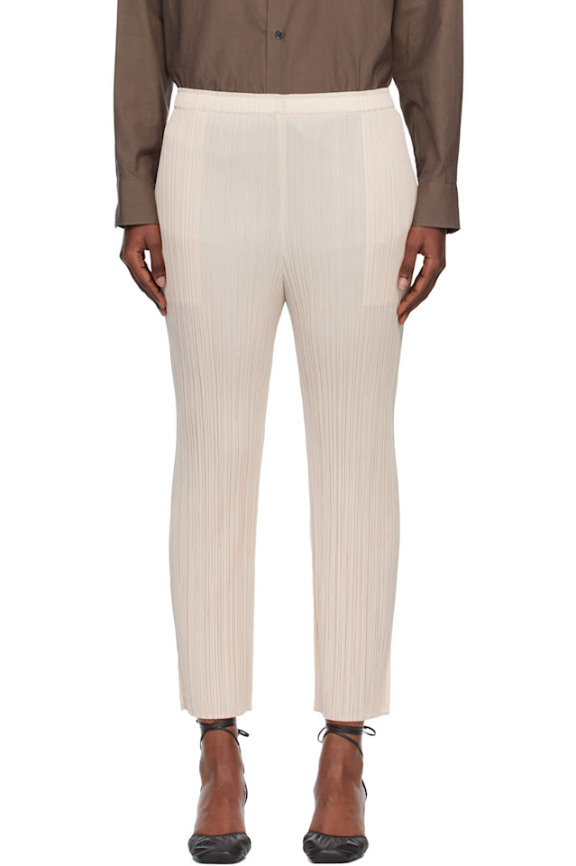 

Pleats Please Issey Miyake Бежевые брюки ежемесячного цвета, июль