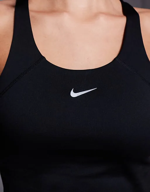 Черный удлиненный спортивный бюстгальтер со средней поддержкой Nike Training Tempo Dri-FIT — фото 4