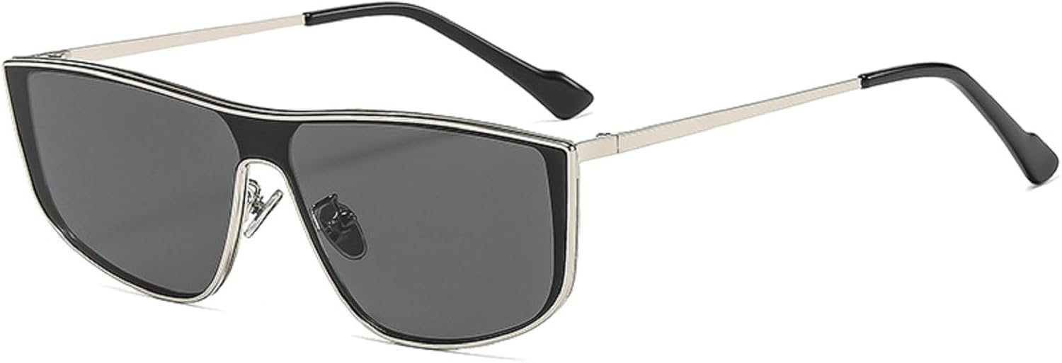 

Винтажные прямоугольные солнцезащитные очки для мужчин, стильные, с металлической оправой, в стиле ретро, ​​модные и декоративные солнцезащитные очки для женщин mincl, Silver Black