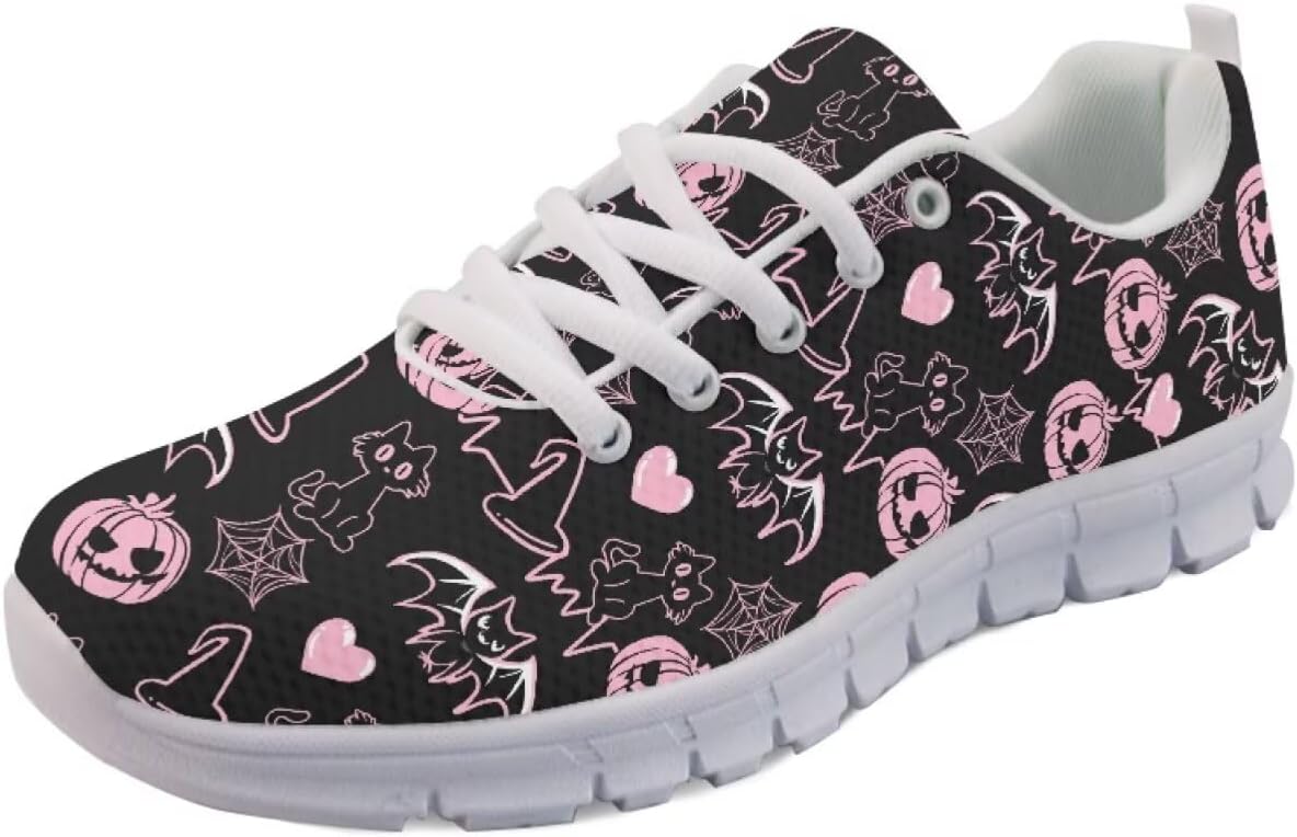 

Кроссовки Forchrinse с милым рисунком мопса, спортивные, для бега и занятий в спортзале, унисекс, легкие, на шнуровке, спортивные кроссовки, Halloween Bat Pumpkin