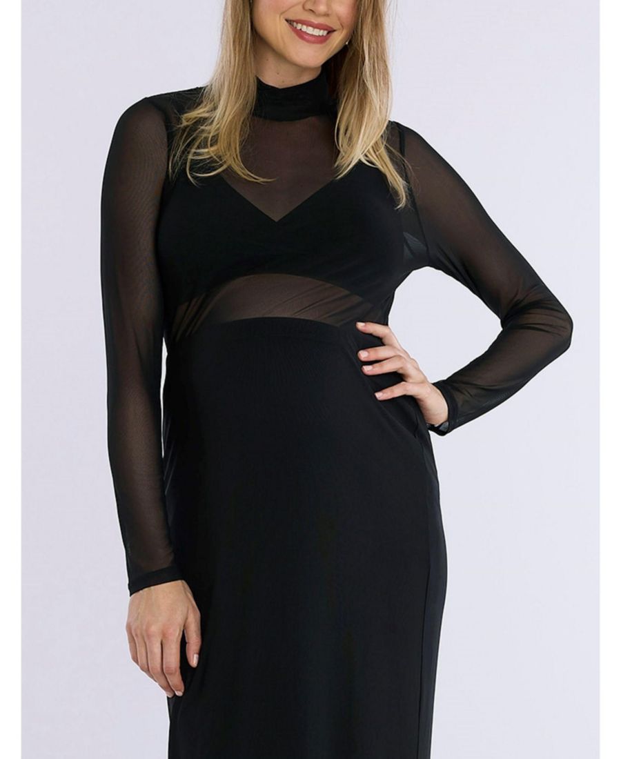 

Облегающий сетчатый топ с длинными рукавами для беременных - Материнство Motherhood Maternity, Black