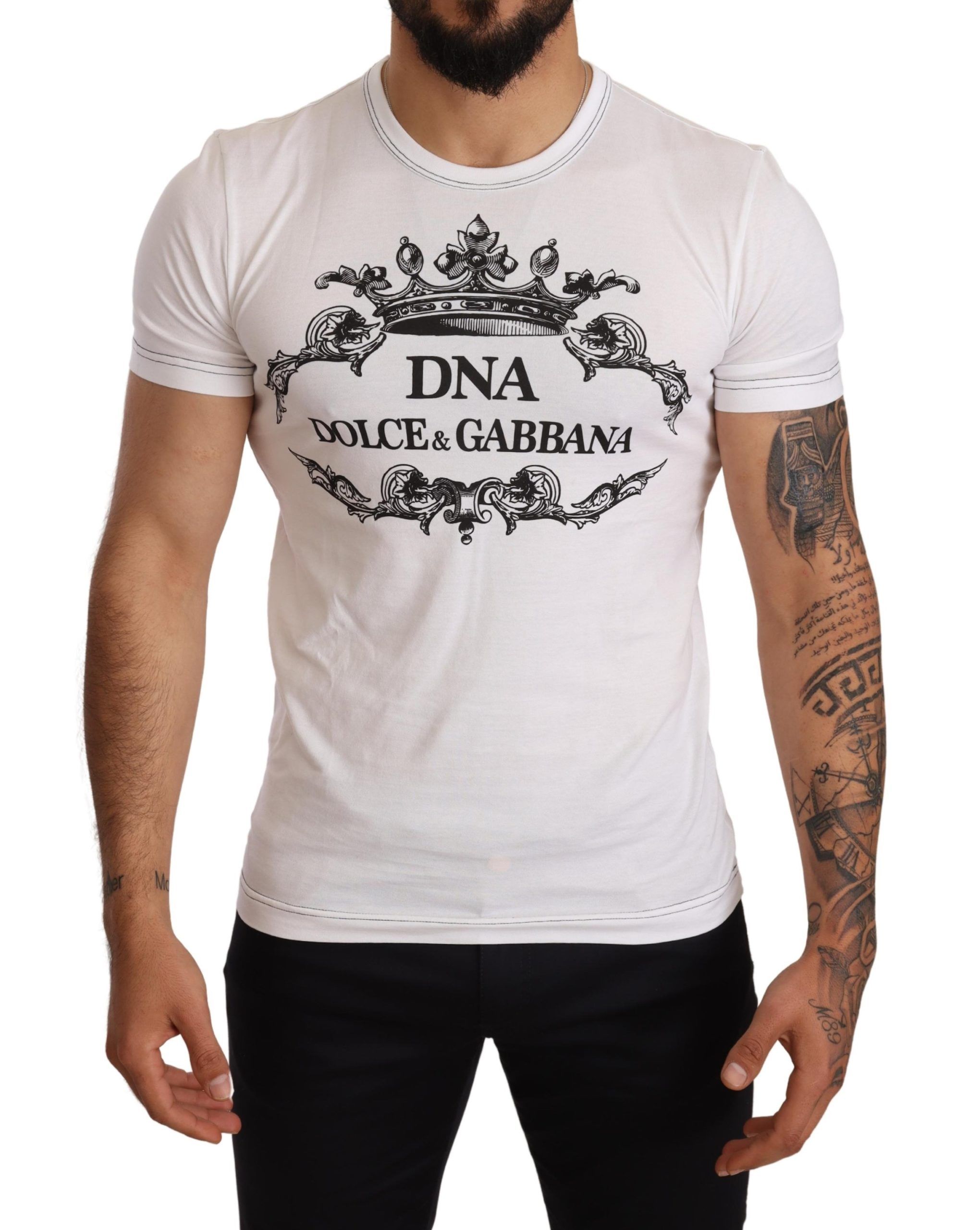 

Элегантная белая хлопковая футболка с рисунком Dolce & Gabbana