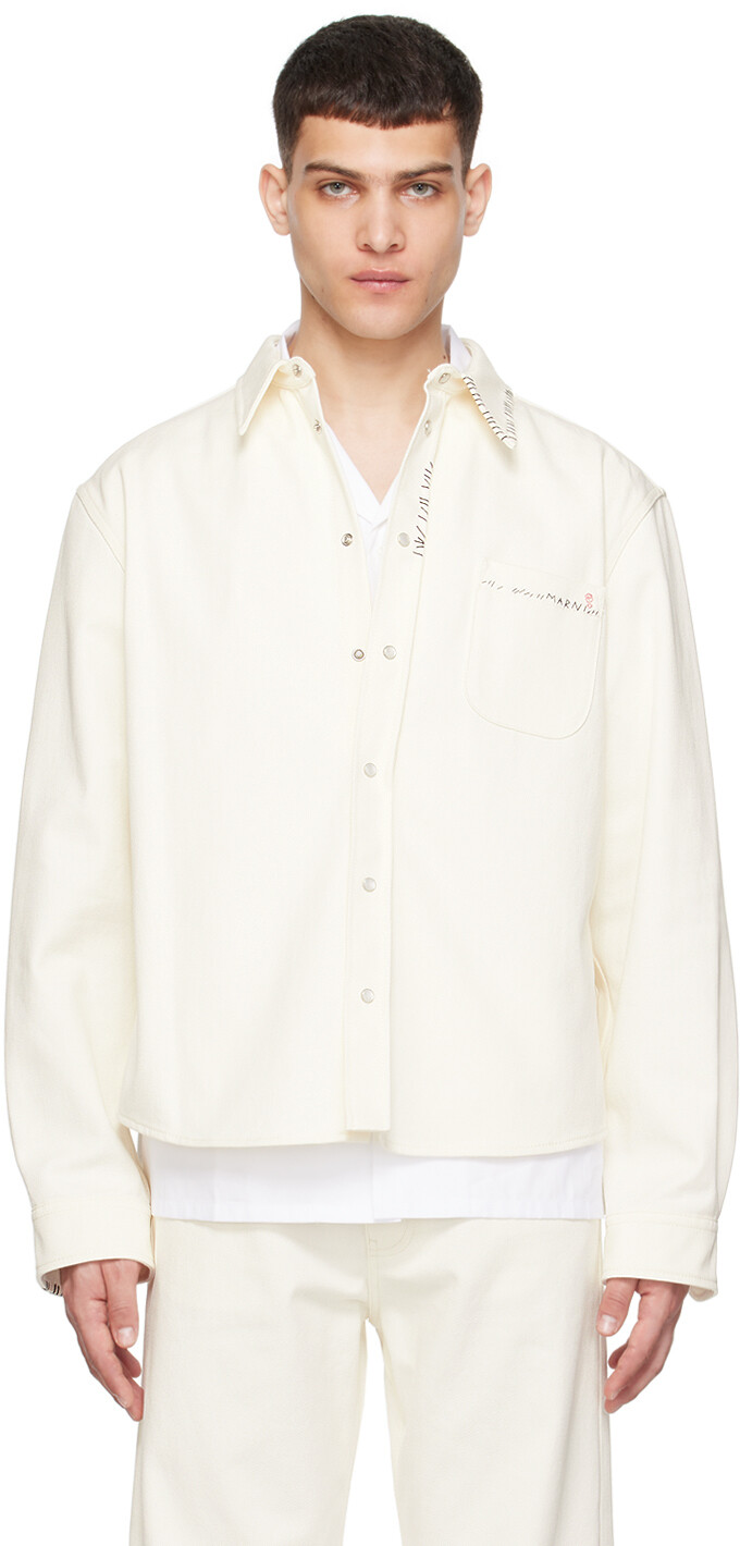 

Рубашка с вышивкой цвета «Off-White» Marni
