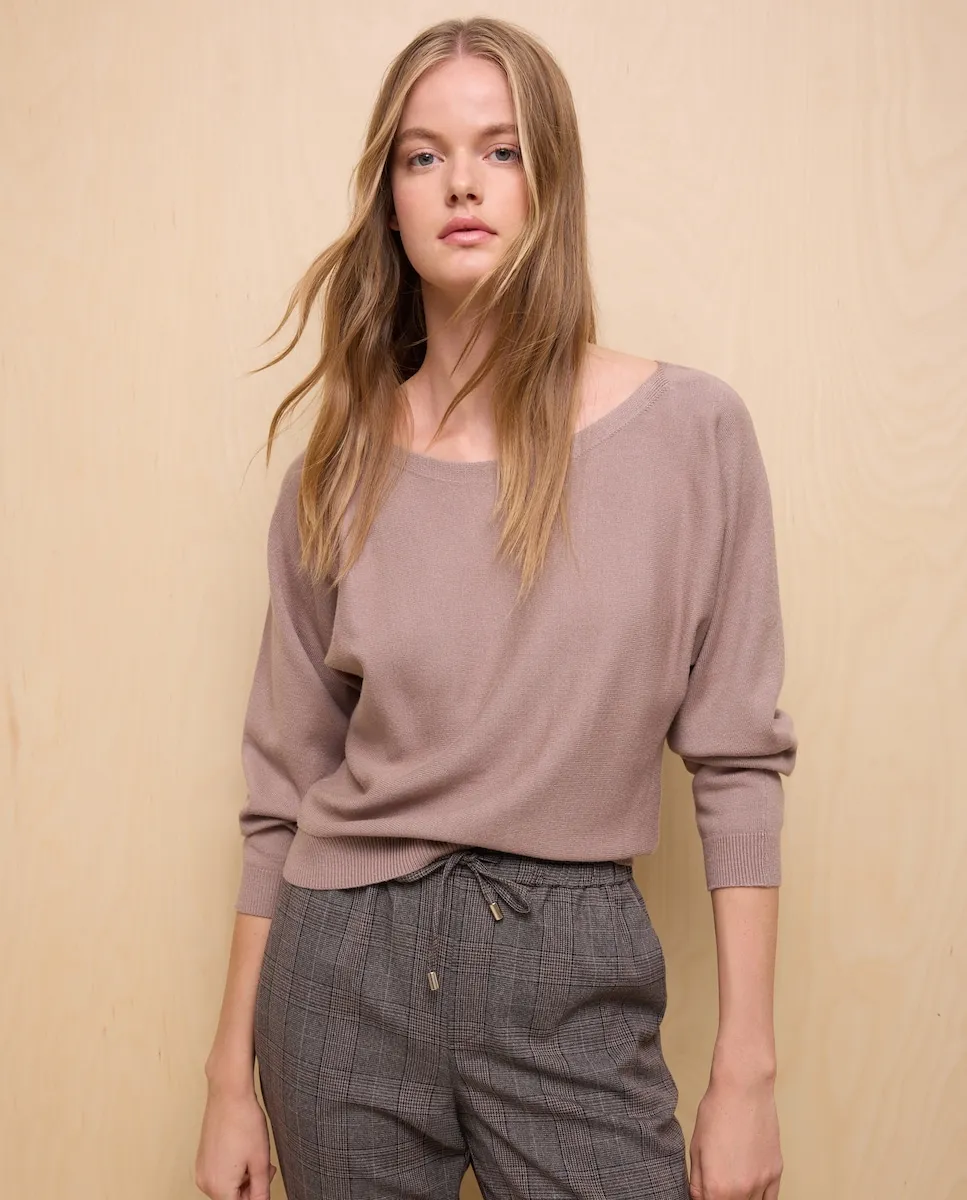 

Женский джемпер с лодочным вырезом Easy Wear, коричневый