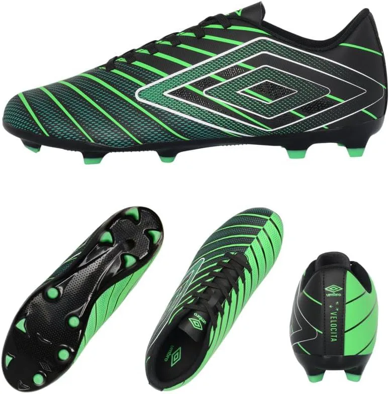 Мужские бутсы Umbro Velocita Elixir League FG, черный/зеленый/белый — фото 3