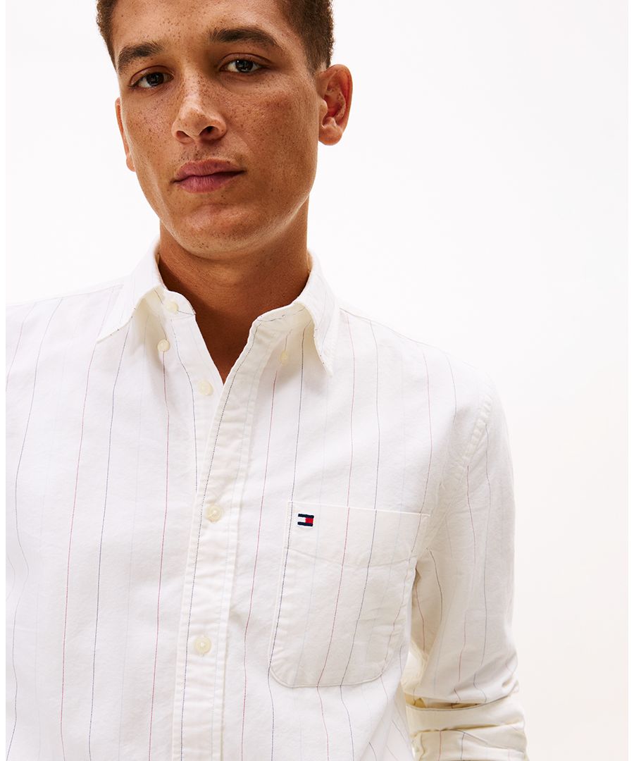 Мужская рубашка с длинными рукавами Heritage Oxford Tommy Hilfiger, Ivory Silk — фото 3