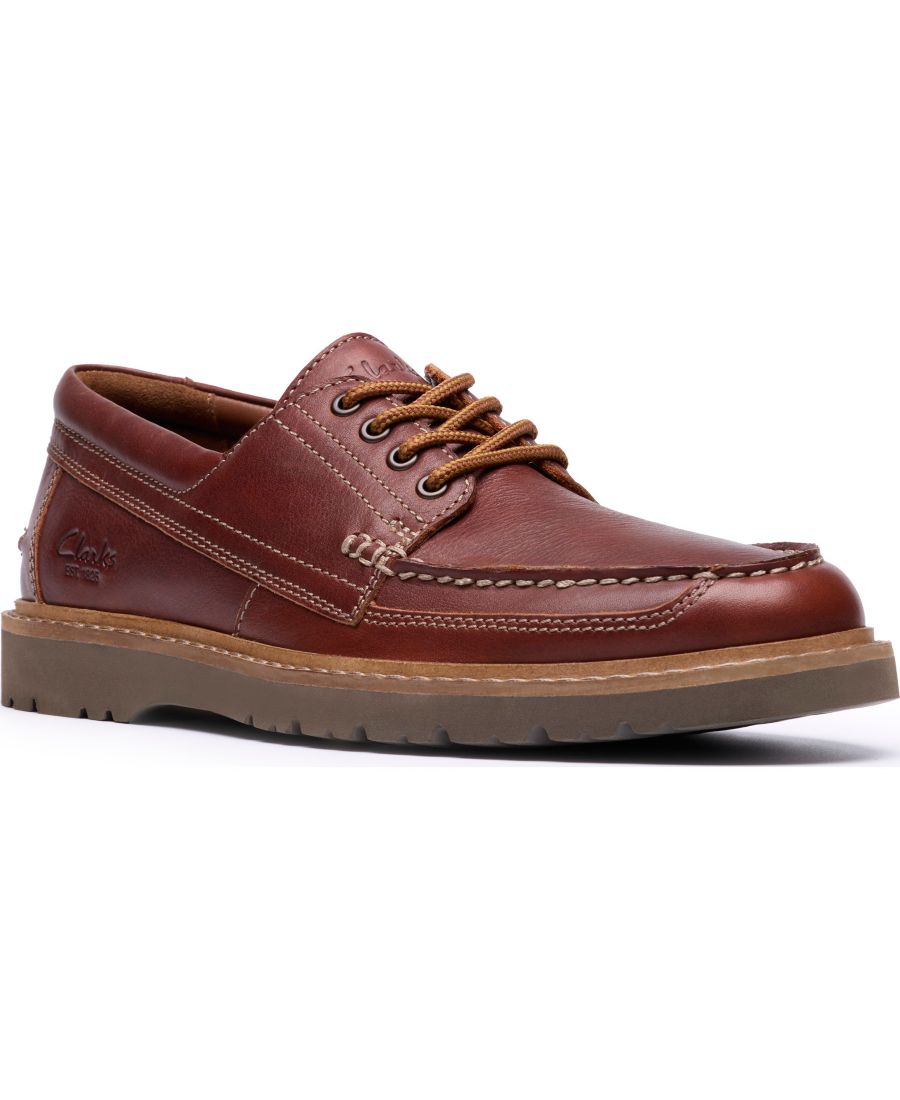 

Мужские повседневные туфли Weltridge Moc Toe на шнуровке с мокасиновым носком Clarks, Dark tan leather