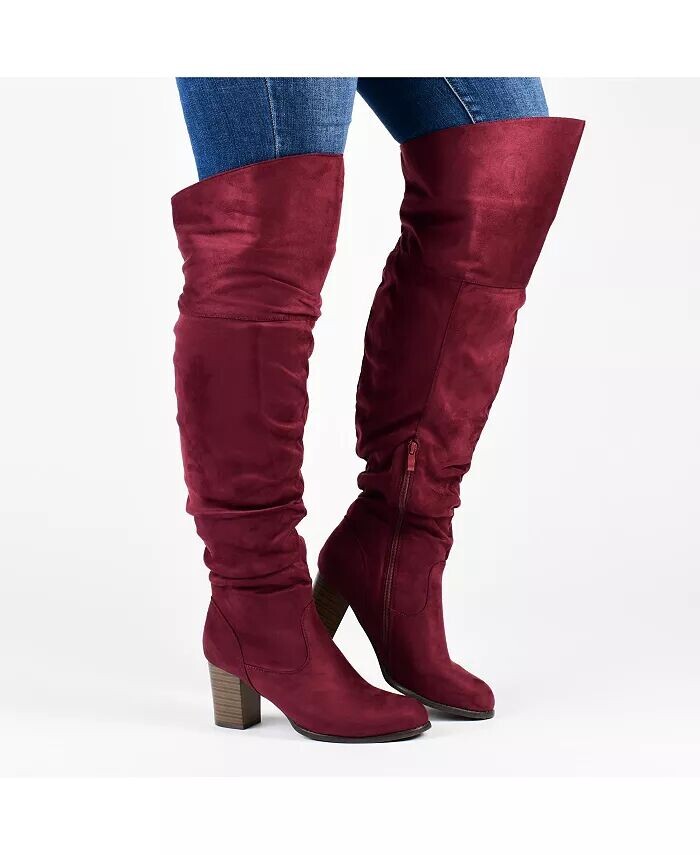 Женские сапоги Kaison Wide Calf Stacked Heel выше колена Journee Collection, серый — фото 3
