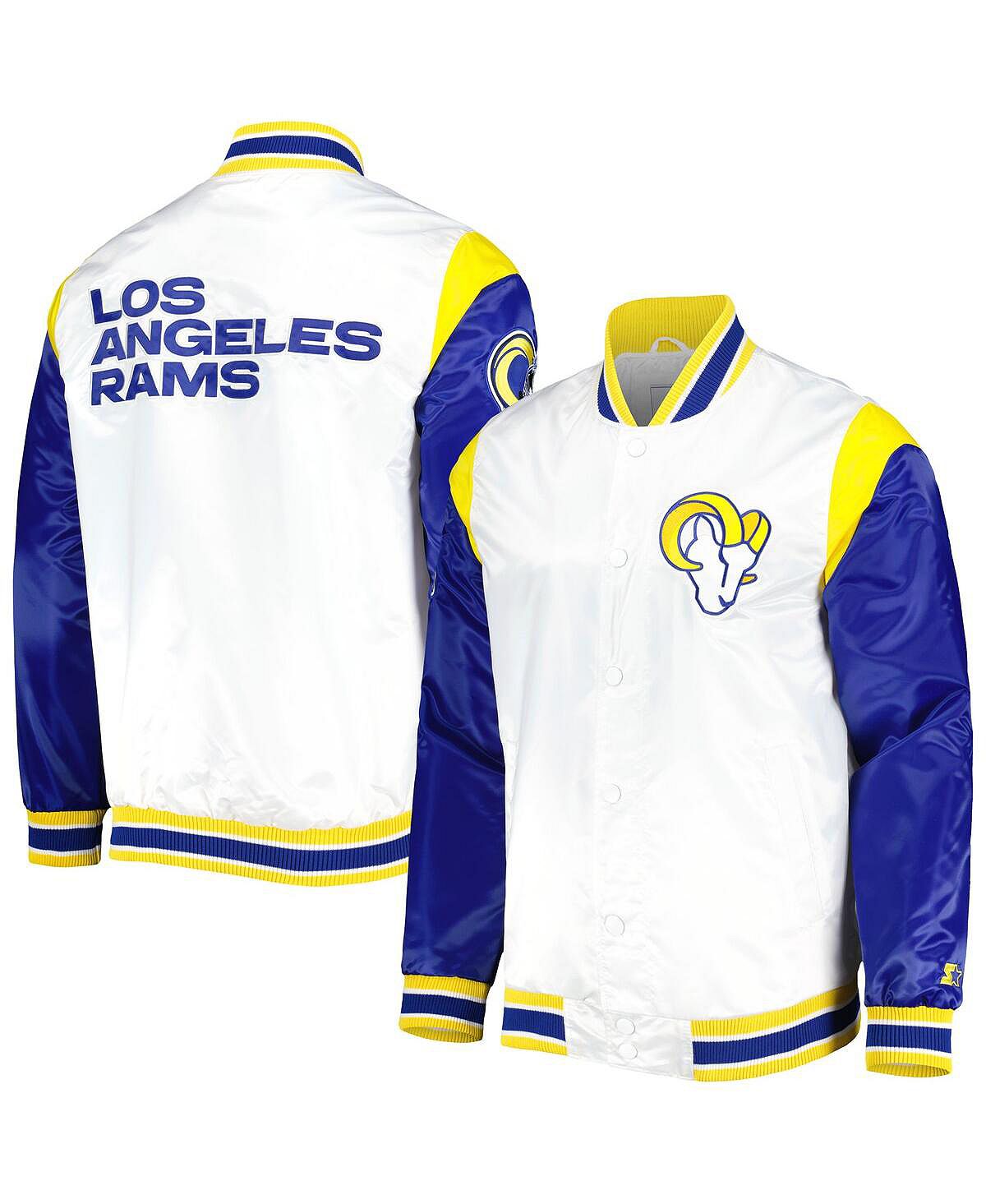 

Мужская белая университетская куртка из атласа с длинными кнопками Los Angeles Rams Throwback Warm Up Starter, Белый, Мужская белая университетская куртка из атласа с длинными кнопками Los Angeles Rams Throwback Warm Up Starter