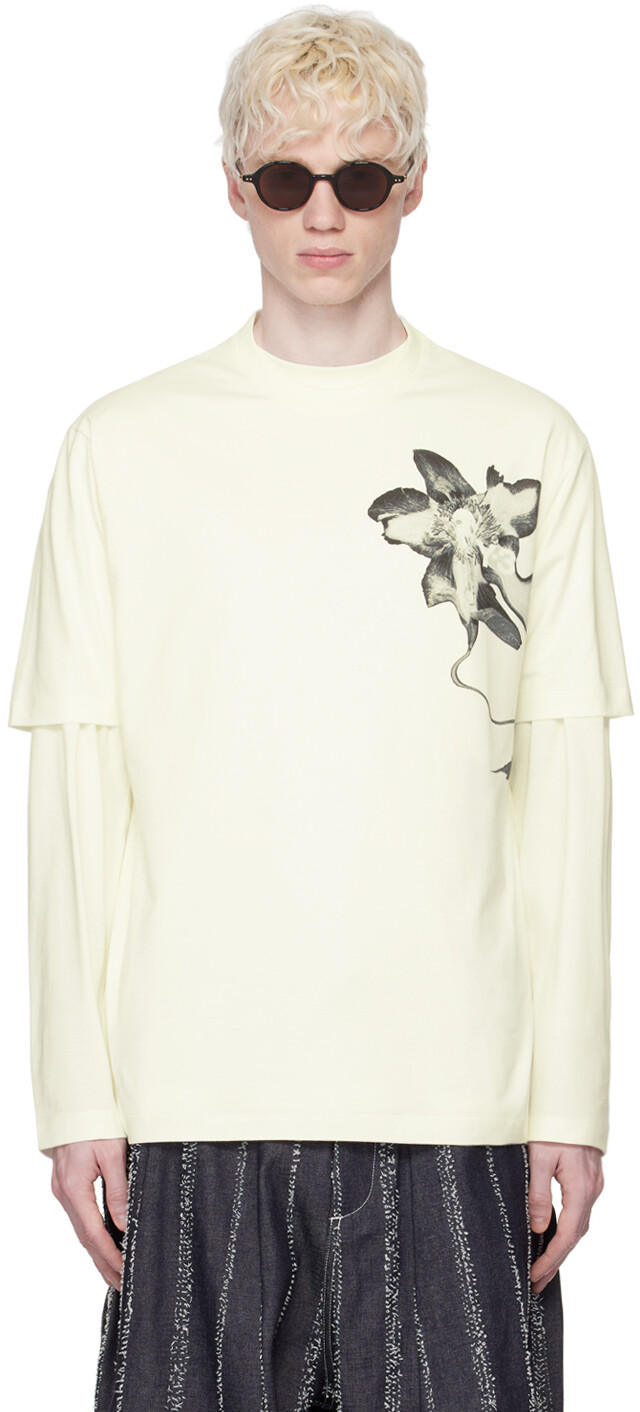 

Бело-белая футболка с рисунком Y-3, цвет Off white