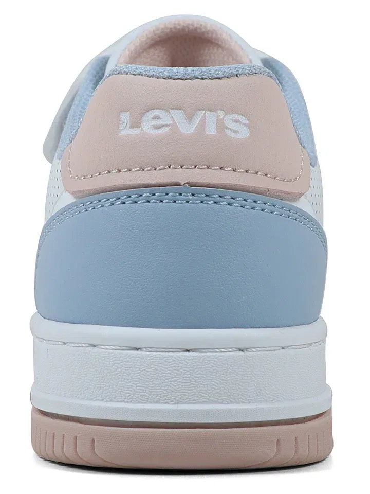 Кроссовки детские с цветными акцентами Levi's белый/голубой/розовый — фото 4