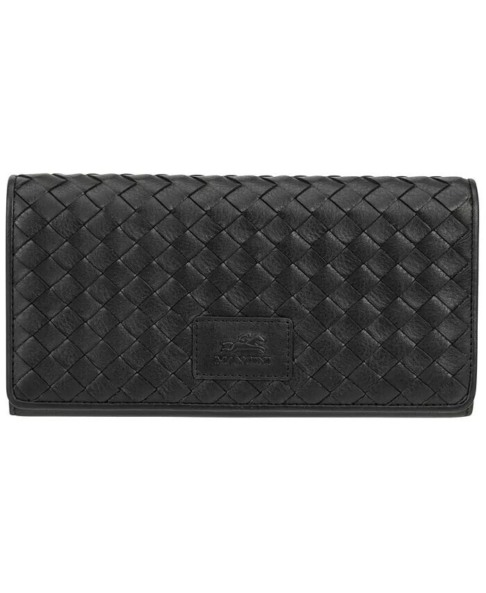 

Женская коллекция Basket Weave, защищенный RFID-кошелек тройного сложения Mancini, черный