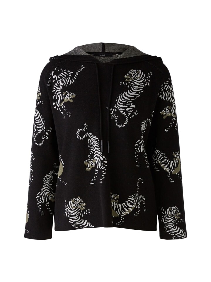 

Пуловер Oui Kapuzenpullover, цвет black offwhite