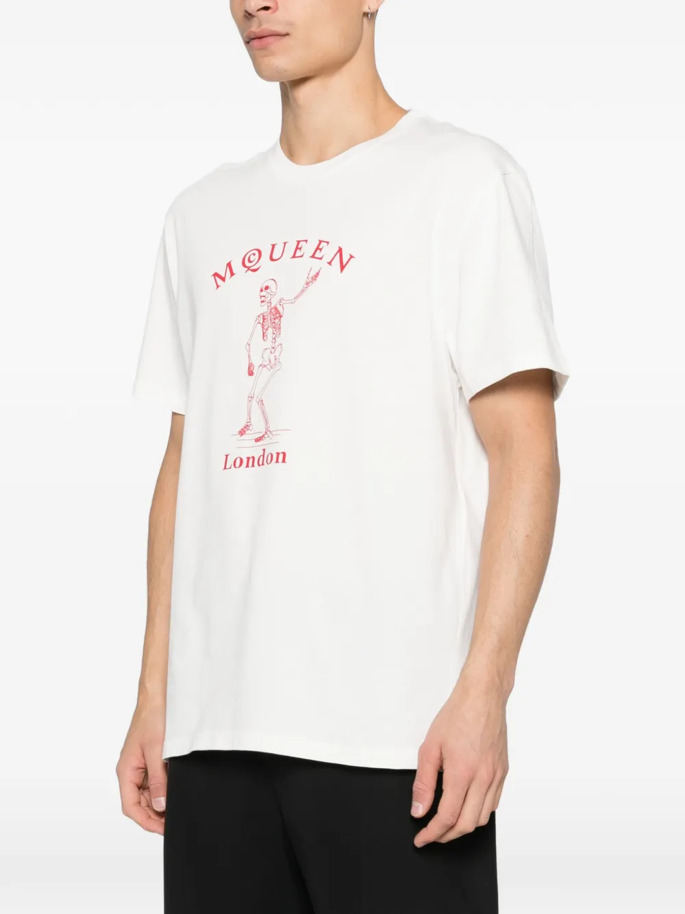 Футболка с изображением скелета Alexander McQueen, белый — фото 3